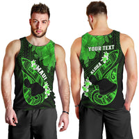 Personalized Hawaii Maui Men Tank Top Polynesian Fish Hook Hibiscus Green Version LT05 - Polynesian Pride