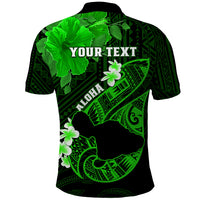 Personalized Hawaii Maui Polo Shirt Polynesian Fish Hook Hibiscus Green Version LT05 - Polynesian Pride