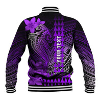 Personalized Hawaii Baseball Jacket Hammerhead Shark Kakau Polynesian Tribal Purple LT05 - Polynesian Pride
