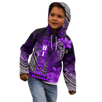 Personalized Hawaii Kid Hoodie Hammerhead Shark Kakau Polynesian Tribal Purple LT05 - Polynesian Pride