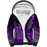 Personalized Hawaii Sherpa Hoodie Hammerhead Shark Kakau Polynesian Tribal Purple LT05 Unisex Purple - Polynesian Pride