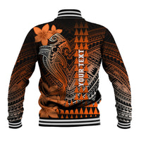 Personalized Hawaii Baseball Jacket Hammerhead Shark Kakau Polynesian Tribal Orange LT05 - Polynesian Pride