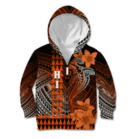 Personalized Hawaii Kid Hoodie Hammerhead Shark Kakau Polynesian Tribal Orange LT05 Zip Hoodie Orange - Polynesian Pride