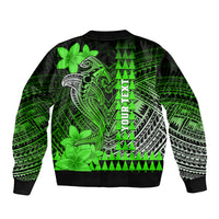 Personalized Hawaii Bomber Jacket Hammerhead Shark Kakau Polynesian Tribal Green LT05 - Polynesian Pride