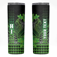 Personalized Hawaii Skinny Tumbler Hammerhead Shark Kakau Polynesian Tribal Green