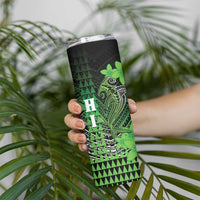 Personalized Hawaii Skinny Tumbler Hammerhead Shark Kakau Polynesian Tribal Green