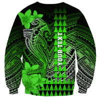 Personalized Hawaii Sweatshirt Hammerhead Shark Kakau Polynesian Tribal Green LT05 - Polynesian Pride