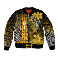 Personalized Hawaii Bomber Jacket Hammerhead Shark Kakau Polynesian Tribal Gold LT05 Unisex Gold - Polynesian Pride