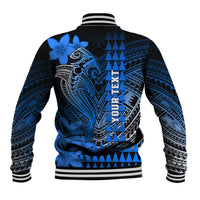 Personalized Hawaii Baseball Jacket Hammerhead Shark Kakau Polynesian Tribal Blue LT05 - Polynesian Pride
