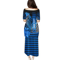 Personalized Hawaii Puletasi Hammerhead Shark Kakau Polynesian Tribal Blue LT05 - Polynesian Pride