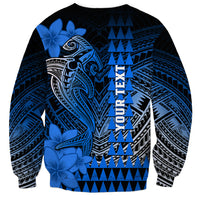 Personalized Hawaii Sweatshirt Hammerhead Shark Kakau Polynesian Tribal Blue LT05 - Polynesian Pride