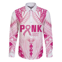 Breast Cancer Pink Out Family Matching Mermaid Dress and Hawaiian Shirt Polynesian Art Tattoo White Version