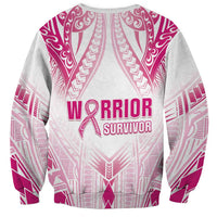 Breast Cancer Pink Out Sweatshirt Polynesian Art Tattoo White Version
