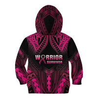 Breast Cancer Pink Out Kid Hoodie Polynesian Art Tattoo Black Version