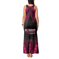 Breast Cancer Pink Out Tank Maxi Dress Polynesian Art Tattoo Black Version