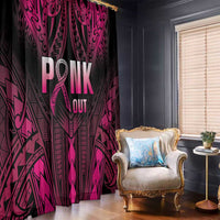 Breast Cancer Pink Out Window Curtain Polynesian Art Tattoo Black Version LT05 - Polynesian Pride