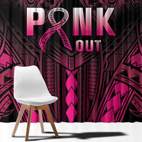 Breast Cancer Pink Out Window Curtain Polynesian Art Tattoo Black Version LT05 - Polynesian Pride