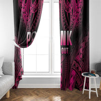 Breast Cancer Pink Out Window Curtain Polynesian Art Tattoo Black Version LT05 - Polynesian Pride