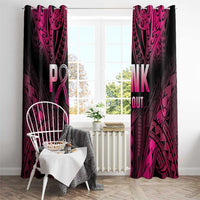 Breast Cancer Pink Out Window Curtain Polynesian Art Tattoo Black Version LT05 - Polynesian Pride