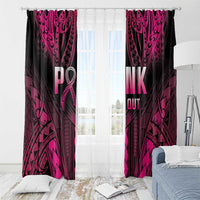 Breast Cancer Pink Out Window Curtain Polynesian Art Tattoo Black Version LT05 - Polynesian Pride