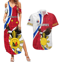 personalized-philippines-couples-matching-summer-maxi-dress-and-hawaiian-shirt-the-eight-rayed-sun-bald-eagle-polynesian-pattern