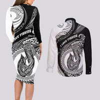 go-fishing-couples-matching-long-sleeve-bodycon-dress-and-long-sleeve-button-shirts-polynesian-pattern