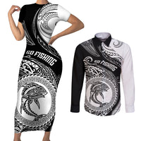 personalized-go-fishing-couples-matching-short-sleeve-bodycon-dress-and-long-sleeve-button-shirts-polynesian-pattern