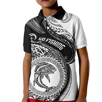 Personalized Go Fishing Kid Polo Shirt Polynesian Pattern LT05 Kid Black - Polynesian Pride