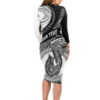 Personalized Go Fishing Long Sleeve Bodycon Dress Polynesian Pattern LT05 - Polynesian Pride