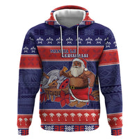 Samoa Christmas Hoodie Samoan Santa Claus Manuia Le Kerisimasi LT05 Pullover Hoodie Blue - Polynesian Pride