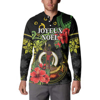 Love Vanuatu Christmas Button Sweatshirt God Yumi Polynesian Tribal Pattern