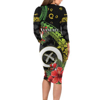 Love Vanuatu Christmas Long Sleeve Bodycon Dress God Yumi Polynesian Tribal Pattern LT05 - Polynesian Pride