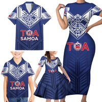 Super Toa Samoa Rugby Custom Family Matching Short Sleeve Bodycon Dress and Hawaiian Shirt Warrior Spirit LT05