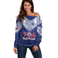 Super Toa Samoa Rugby Custom Off Shoulder Sweater Warrior Spirit LT05