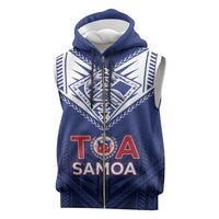 Super Toa Samoa Rugby Custom Sleeveless Zip Hoodie Warrior Spirit LT05