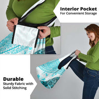 Hawaiian Tapa Grocery Bag Traditional Vintage Pattern Aqua