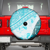 Hawaiian Tapa Spare Tire Cover Traditional Vintage Pattern Aqua LT05 - Polynesian Pride