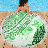 Hawaiian Tapa Beach Blanket Traditional Vintage Pattern Green LT05 - Polynesian Pride