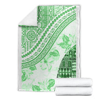 Hawaiian Tapa Blanket Traditional Vintage Pattern Green LT05 - Polynesian Pride