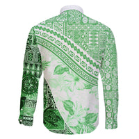 Hawaiian Tapa Family Matching Mermaid Dress and Hawaiian Shirt Traditional Vintage Pattern Green LT05 - Polynesian Pride