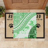 Hawaiian Tapa Rubber Doormat Traditional Vintage Pattern Green LT05 - Polynesian Pride