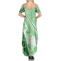 Hawaiian Tapa Summer Maxi Dress Traditional Vintage Pattern Green LT05 - Polynesian Pride