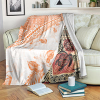 Hawaiian Tapa Blanket Traditional Vintage Pattern Orange LT05 - Polynesian Pride