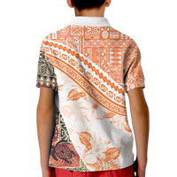 Hawaiian Tapa Kid Polo Shirt Traditional Vintage Pattern Orange LT05 - Polynesian Pride