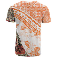 Hawaiian Tapa T Shirt Traditional Vintage Pattern Orange LT05 - Polynesian Pride