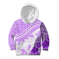 Hawaiian Tapa Kid Hoodie Traditional Vintage Pattern Violet LT05 Violet - Polynesian Pride