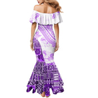 Hawaiian Tapa Mermaid Dress Traditional Vintage Pattern Violet LT05 - Polynesian Pride