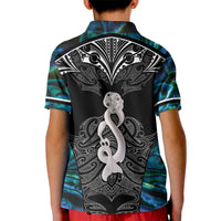 New Zealand Aotearoa Kid Polo Shirt Maori Taniwha Paua Shell LT05 - Polynesian Pride