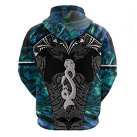 New Zealand Aotearoa Zip Hoodie Maori Taniwha Paua Shell LT05 - Polynesian Pride