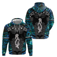 New Zealand Aotearoa Zip Hoodie Maori Taniwha Paua Shell LT05 - Polynesian Pride